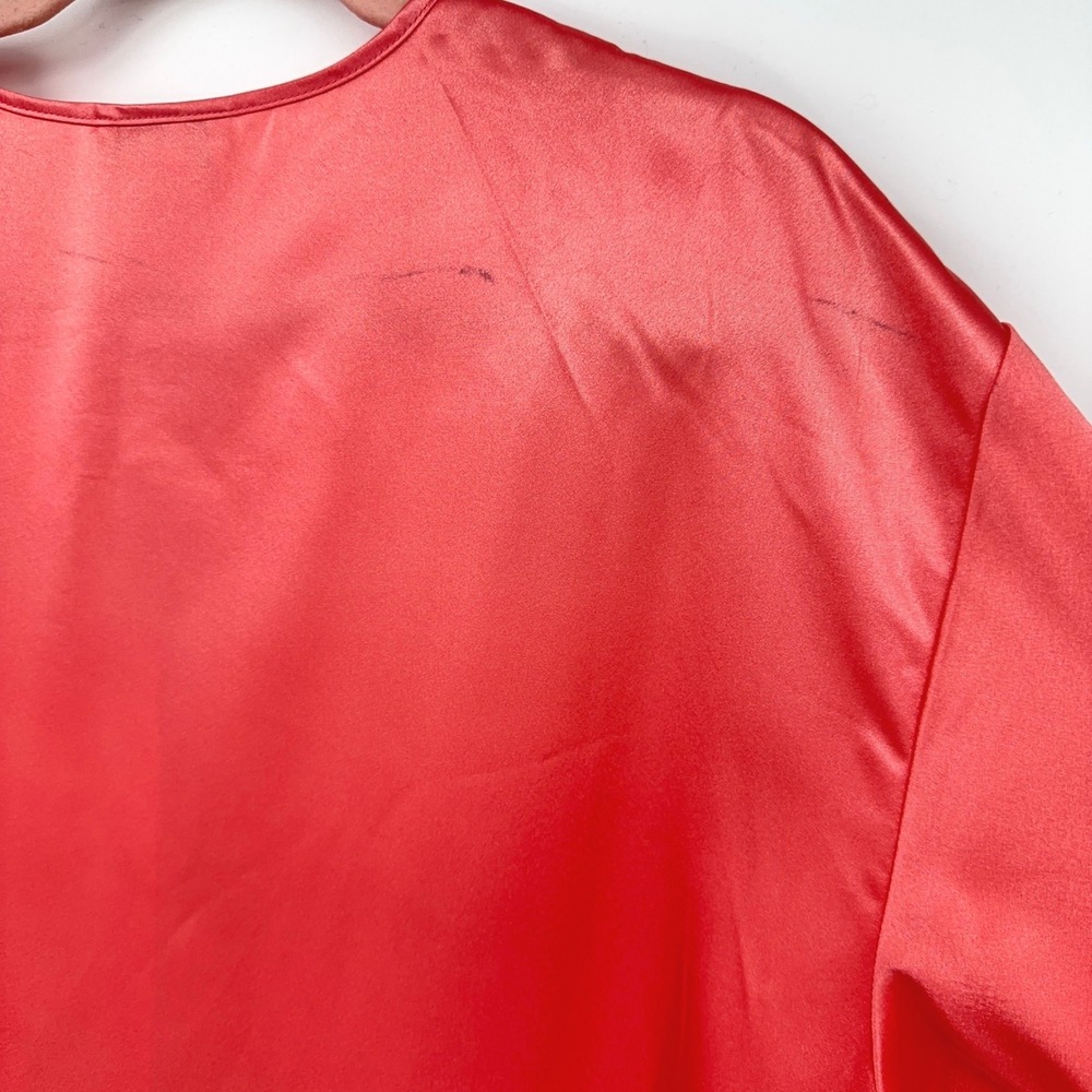 Nordstrom Lingerie Satin Sleep Shirt XL Coral Button Front Lounge Tunic NWT - Picture 8 of 9